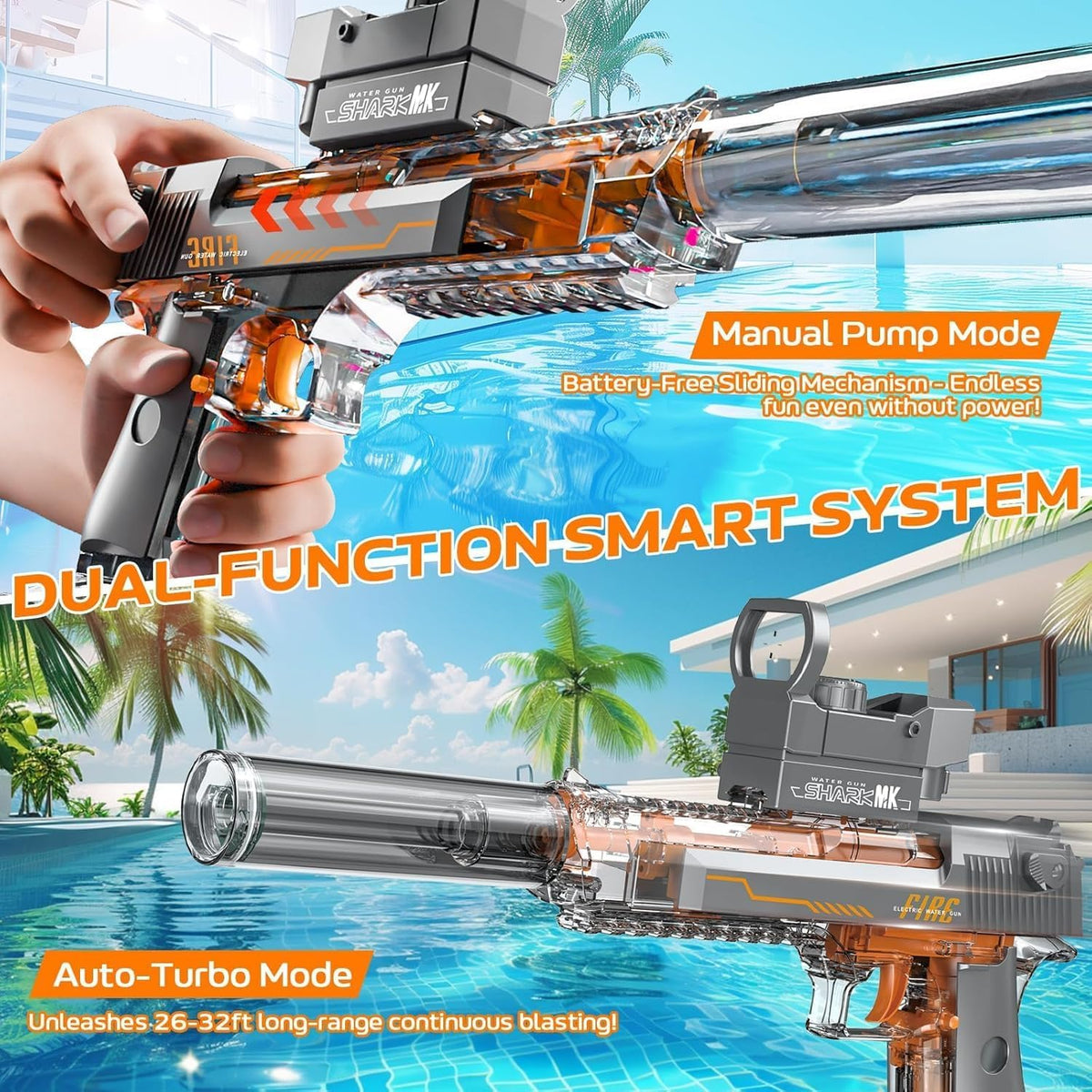 BESIBY electric water gun with transforming body, flashing lights and 400ML tank - view 31