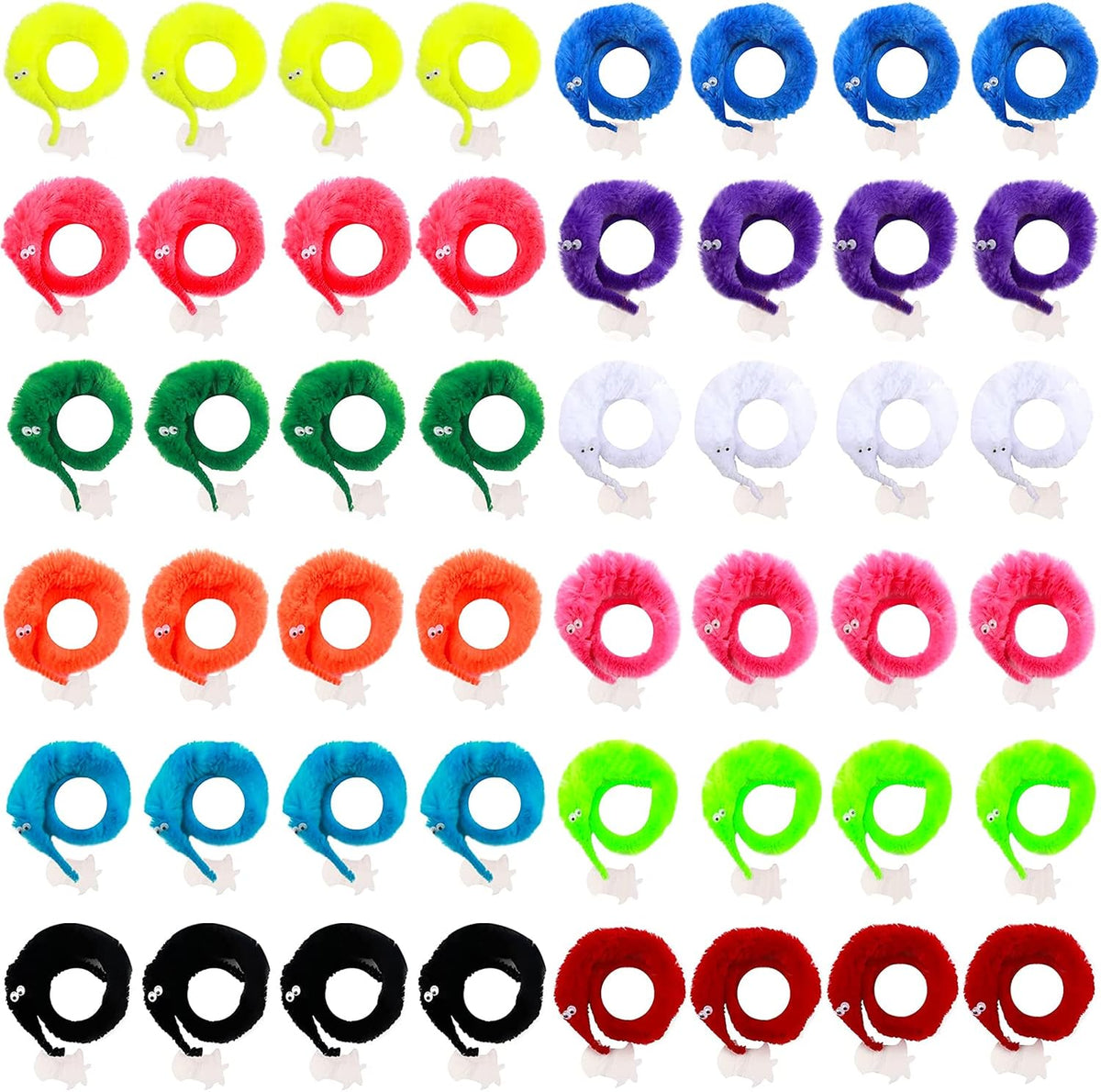 CCINEE 48 Pcs Magic Twisty Worm Wiggly Twisty Fuzzy Worms on a String