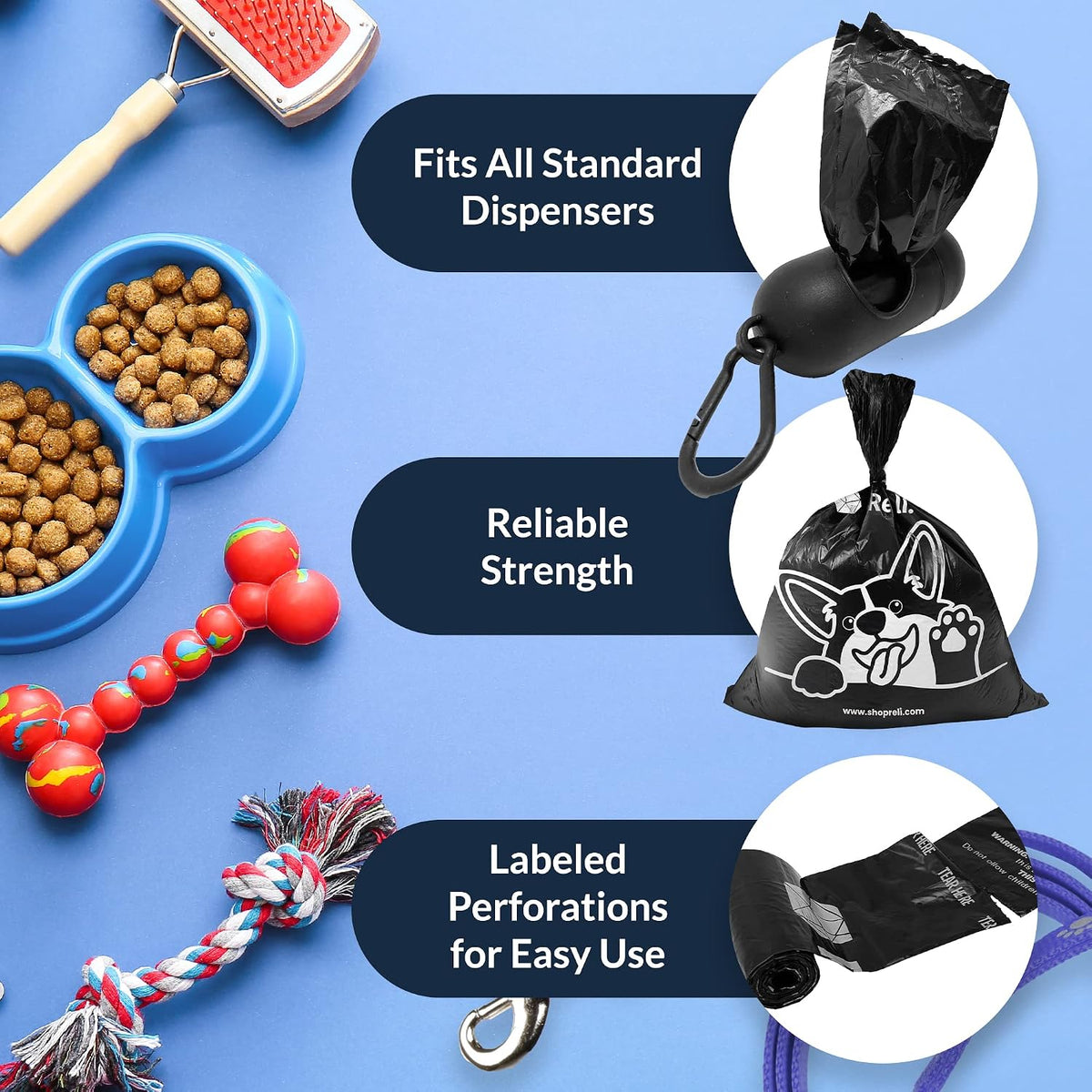 Reli. Dog Poop Bags w/ Holder, Leash Clip Dispenser - image 4