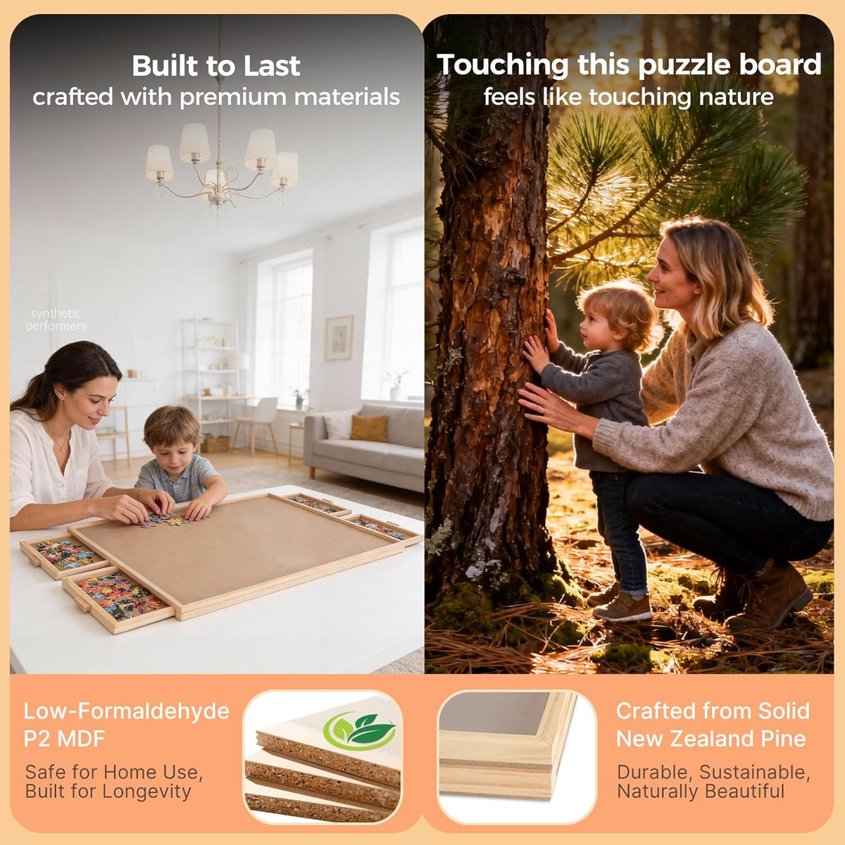 ALL4JIG 1500 Piece Rotating Puzzle Board with 4 Drawer - Natural Wood-4 Drawers / Small-1000pcs - image 4