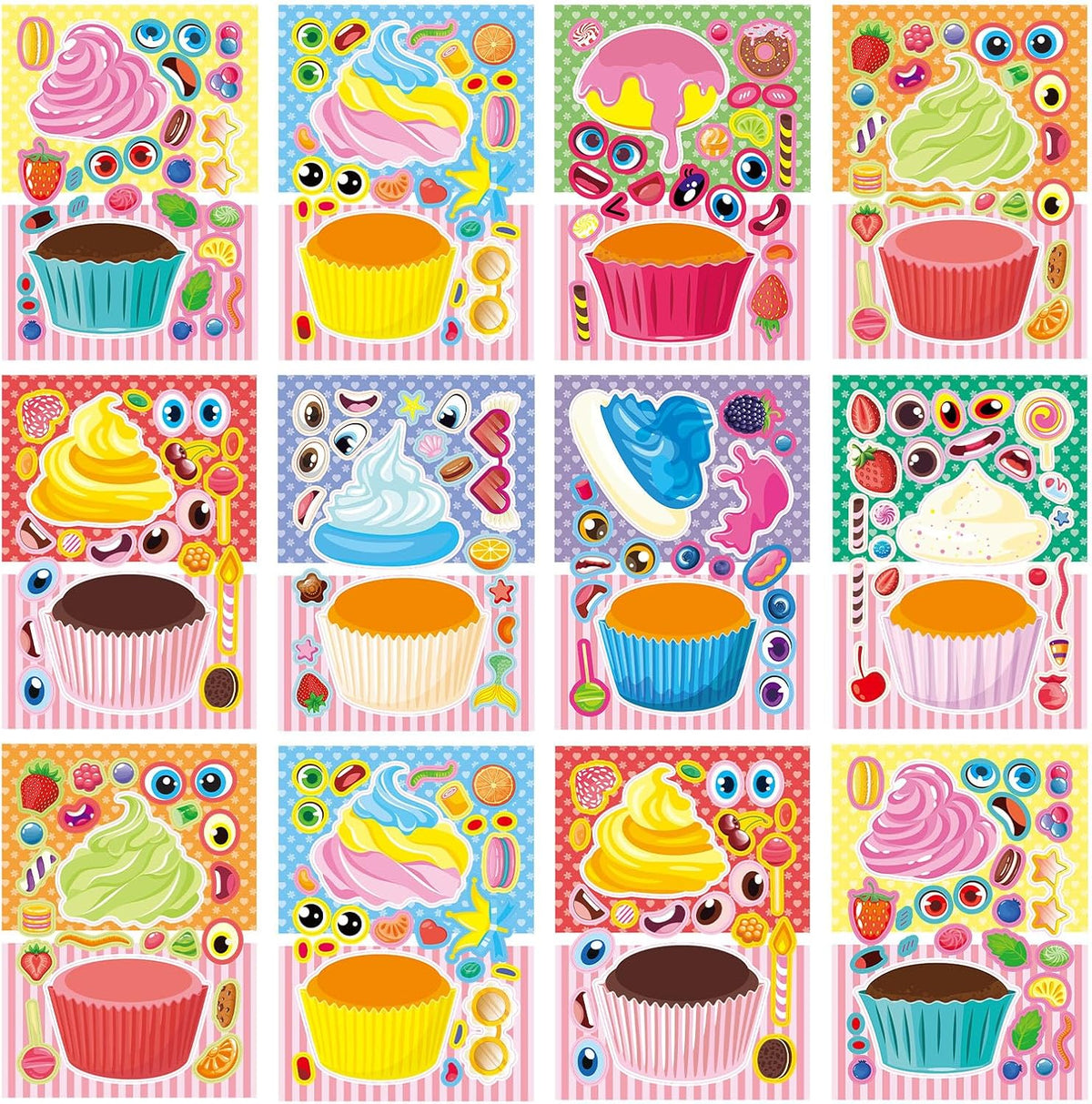 24 Sheets Make a Face Stickers for Kids Toddlers Party Favors Crafts – Fun for Kids & Family - Cupcake