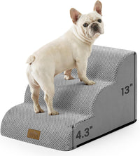 COZY KISS Dog Stairs for Small Dogs - Gray / 3 / 15.7x19.7x13 inch