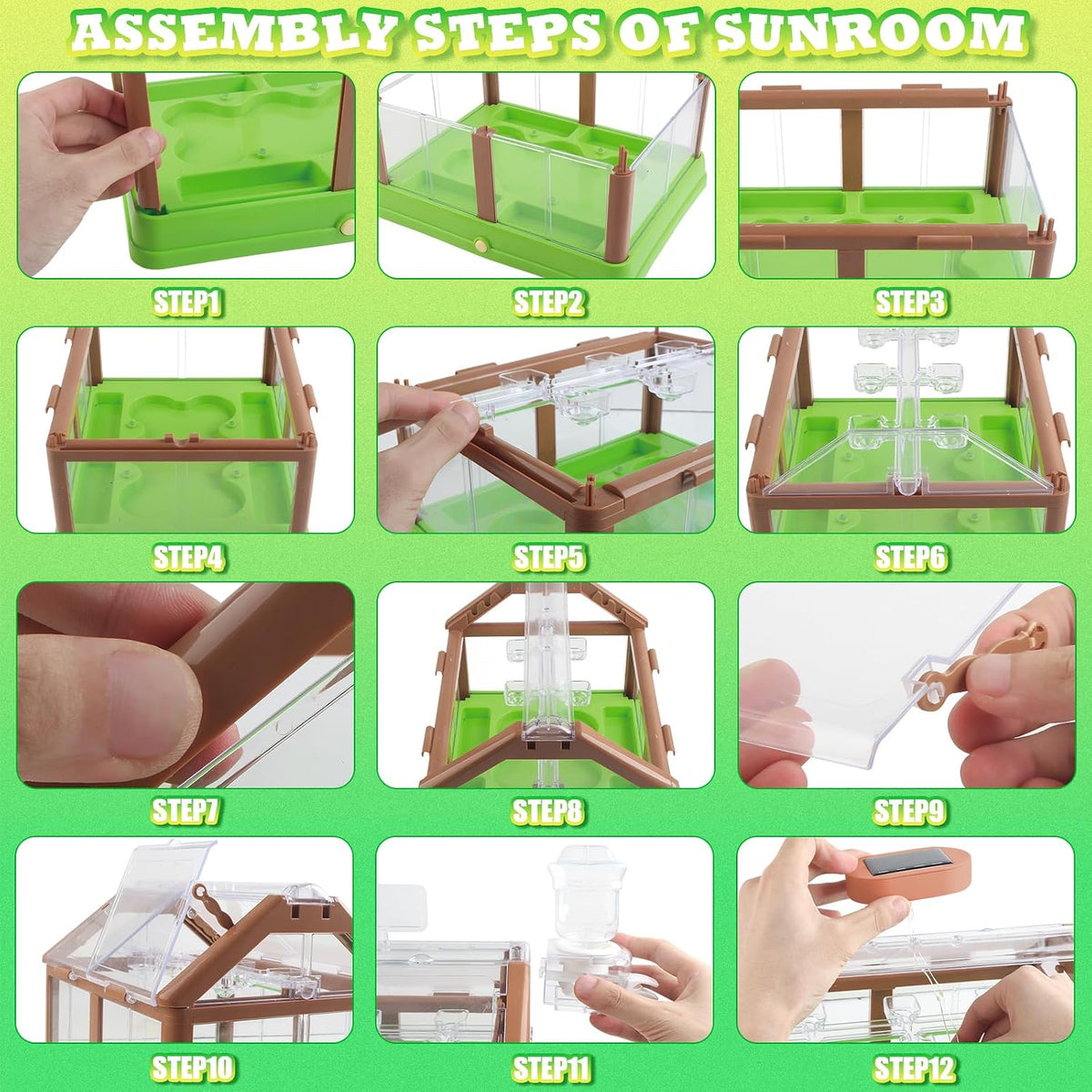 DUYOYU kids plant growing kit with solar green mini greenhouse and grow light - view 3