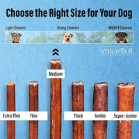 ValueBull Bully Sticks for Dogs, Medium 12 Inch, 200 Count Bulk Pack - All Natural, Grass Fed, Single Ingredient, Long Lasting Dog Treats