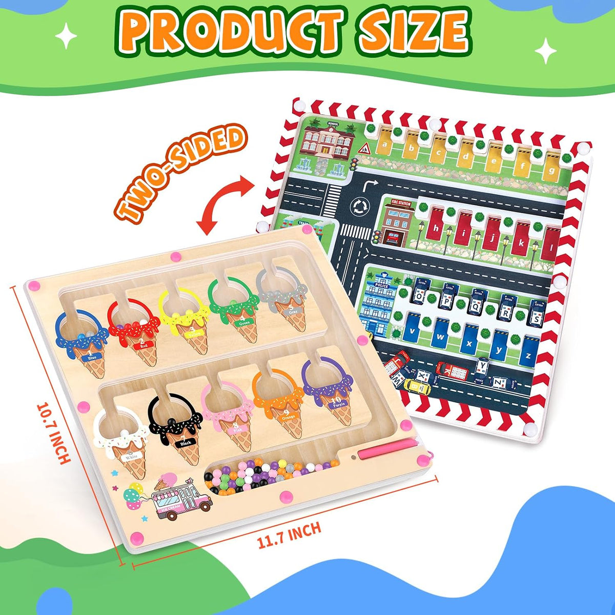 Ice Cream Magnetic Color and Number Maze - Magnet Toys - Ice Cream + Parking Lot - image 2