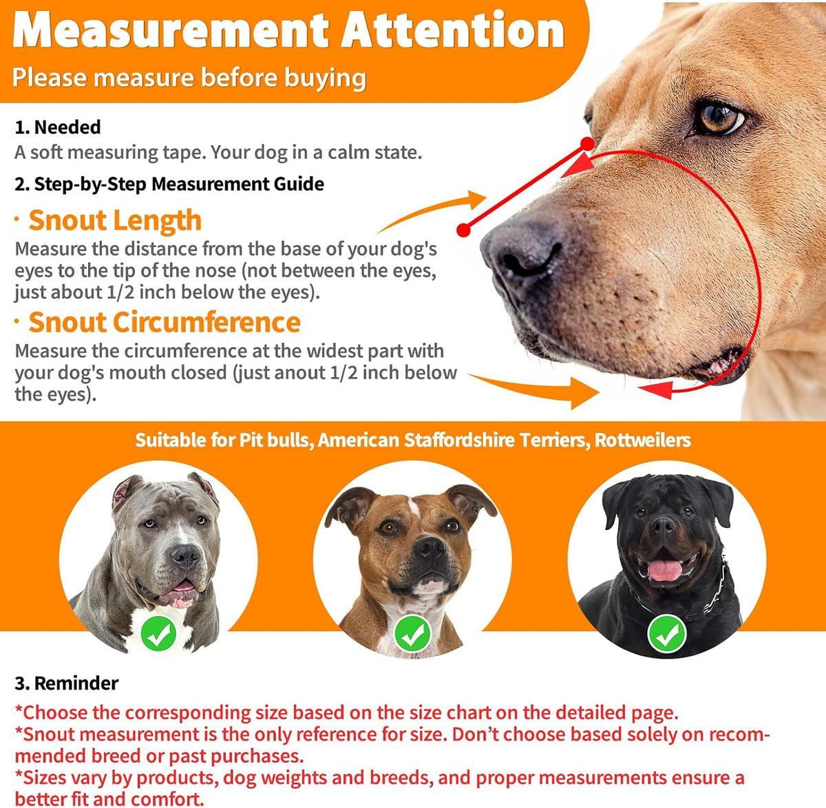 Pitbull Dog Muzzle for Large Medium Dogs Prevent Biting Scavenging – Essentials for Dogs - Black / M [Snout Cir: 9.75"-11"] - image 2