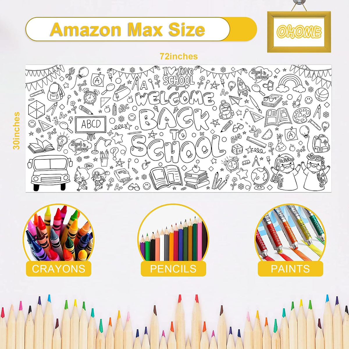 OHOME Halloween Giant Coloring Poster/Tablecloth-Halloween Crafts - Back to School - image 2
