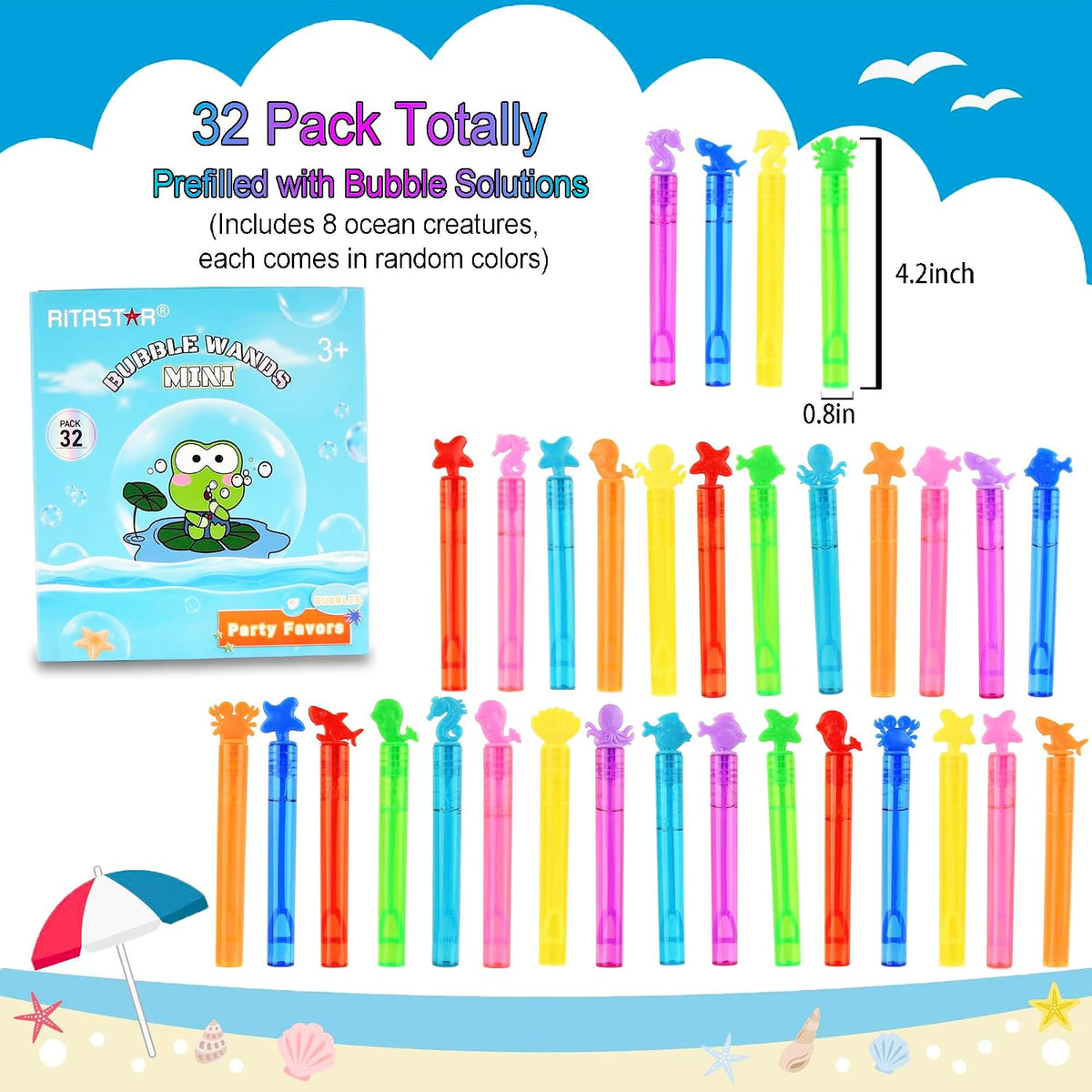 ritastar 32 mini bubble wands with Halloween designs in a gift box - view 36