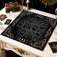 Knana white velvet tarot cloth with Celtic cross and moon design - view 4