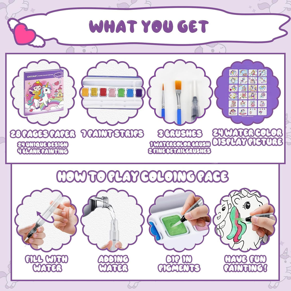 CHICAUP Paint with Water Coloring Books for Kids - Purple - image 3