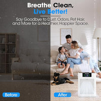 SereneLife HEPA Air Purifier for Home – Smart WiFi & App Control, Ultra-Quiet Air Purifier for Bedrooms & Large Rooms, Removes Dust, Pet Hair & Odors, Ideal for Pets & Allergies (1,800 Sq Ft, White)