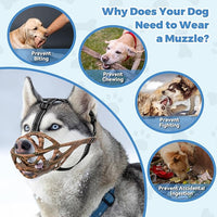 Dog Muzzle for Large Dogs, Breathable Basket Muzzles for Small, Medium and X-Large Aggressive Dog, Allows Panting Drinking, Suitable for Grooming Trimming Training (Camouflage Brown, M)