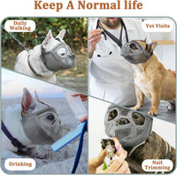 Mesh Short Snout Dog Muzzle with Anti-Eating Design for Frenchie – Essentials for Dogs - Grey / L [Head Cir: 20.5"-23"] - image 4