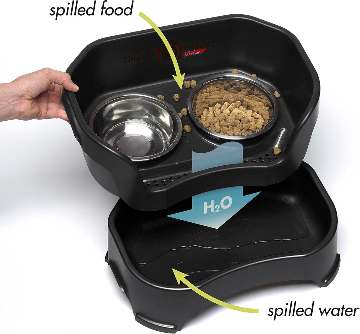 Neater Feeder Deluxe Mess-Proof Elevated Dog Bowls for Large Dogs - Small + Standard Bowl / Midnight Black - image 3
