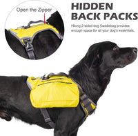 Fida Dog Harness, No-Pull Pet Vest with Saddle Bags Backpack - Medium (Neck:17"-23";Chest:22.5"-27") / Yellow - image 2
