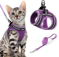 rabbitgoo Cat Harness and Leash Set, Step-in Soft Vest - XL / Purple-Light Purple
