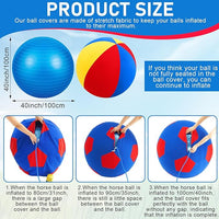40inch Giant Herding Ball with Ball Cover Anti Burst Please Watch VCR for How to Inflation Horse Toys for Horses Stall Entertainment Play, Pump Included(Colorful,Classic)