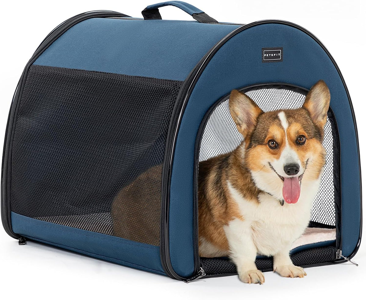 PETSFIT Portable Dog Crate, Travel Dog Crate, Roomy - Navy Blue / 20.0"L x 20.0"W x 26.5"H