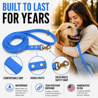 Biothane Leash, Brass, 6 ft x 5/8, Black – Essentials for Dogs - 1/2 / Light Blue - image 4