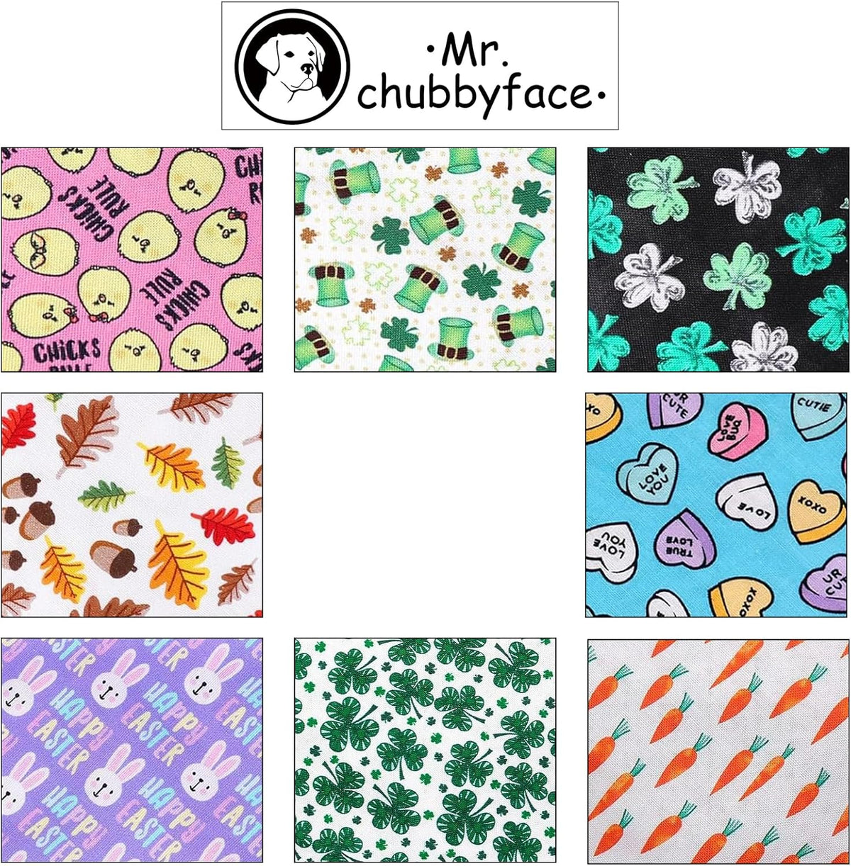 MR. CHUBBYFACE Fall Orange Plaid Dog Bandanas Reversible Triangle - C:PupleRabbit / L - image 4
