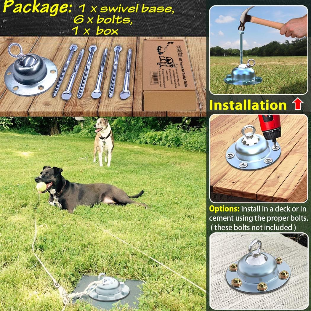 360° Swivel Dog Tie Out Stake Dog Anchor Heavy Duty Stainless Steel - Stake with 50 ft cable - image 2