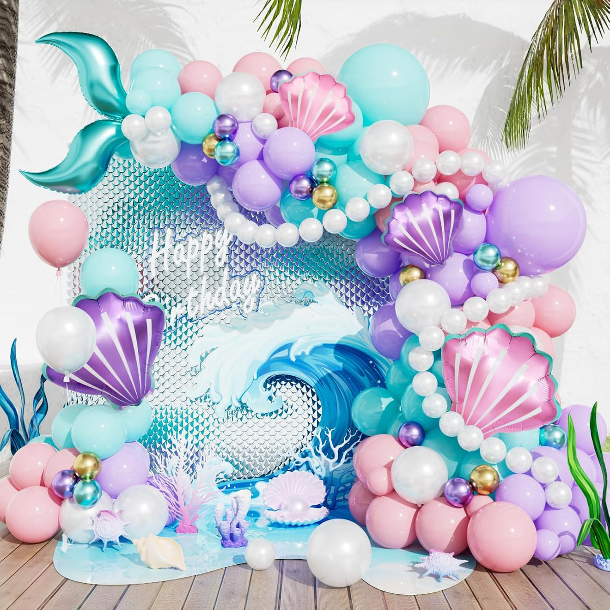 Pastel Rainbow Balloons Arch Garland Kit for Pastel Party Decor – Fun for Kids & Family - Mermaid
