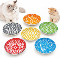 Ceramic Cat Food Bowls 6 Pack - Floral 2 - No Pads