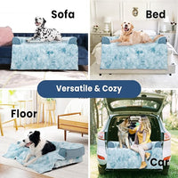 Calming Dog Couch Bed for Large Dogs, 41 x 37 inch Waterproof Removable Pet Mat Couch Cover for Furniture Protector, Non-Slip Fluffy Pelsbarn Dog Bed for Couch, Sofa, Outdoor - Tie-Dye Blue