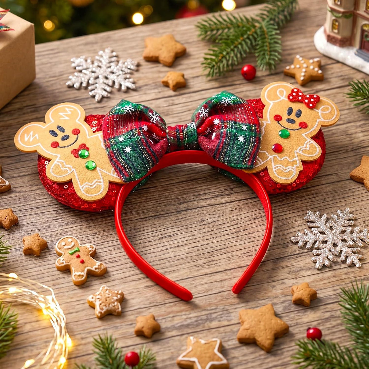 LYLIN Birthday Mouse Ears, Mouse Ears Headband for Women Girls – Fun for Kids & Family - Gingerbread Man - image 2