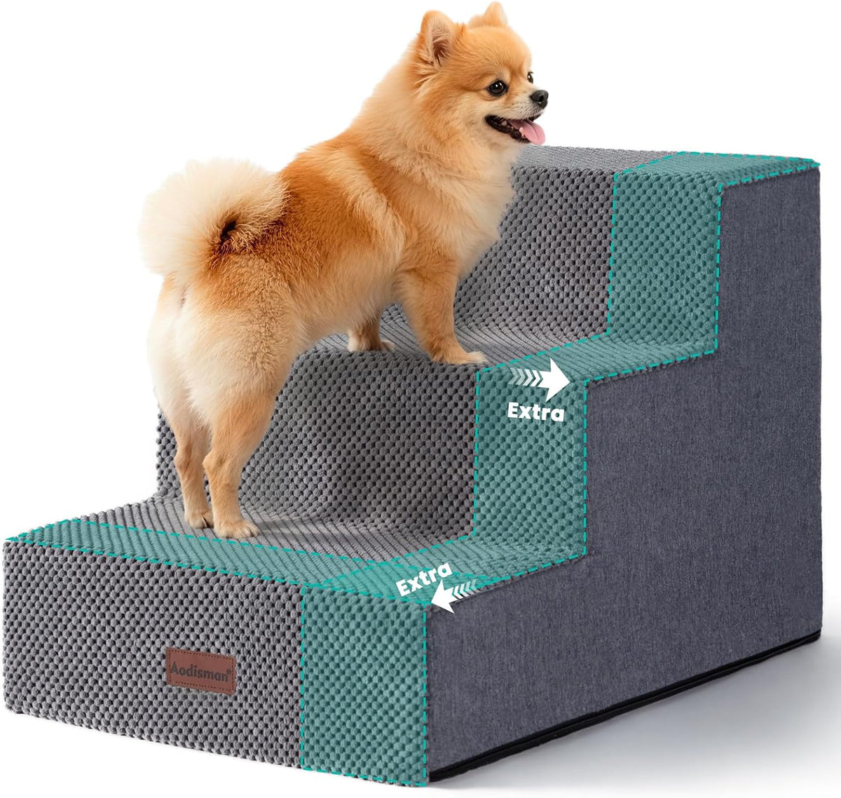 Dog Steps for High Bed, 5-Step Pet Stairs for Small Dogs and Cats – Essentials for Cats - Grey / 3