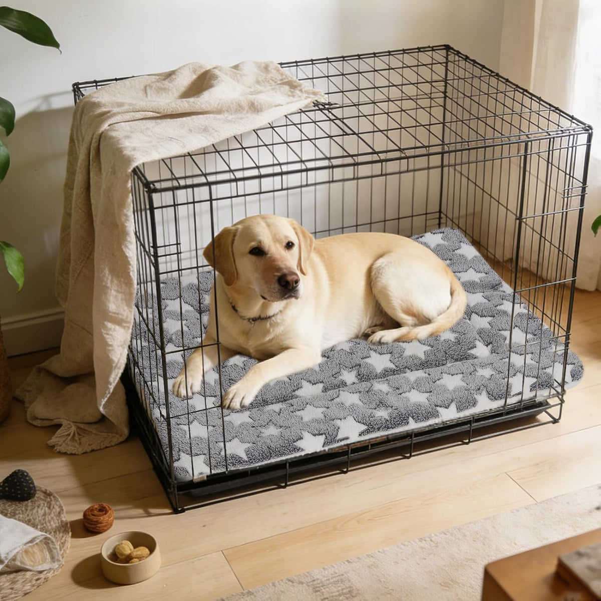 Mora Pets Cat Bed Ultra Soft Dog Crate Pad Star Print 14 x 17.5 inch - 42-Inch / Grey - image 4