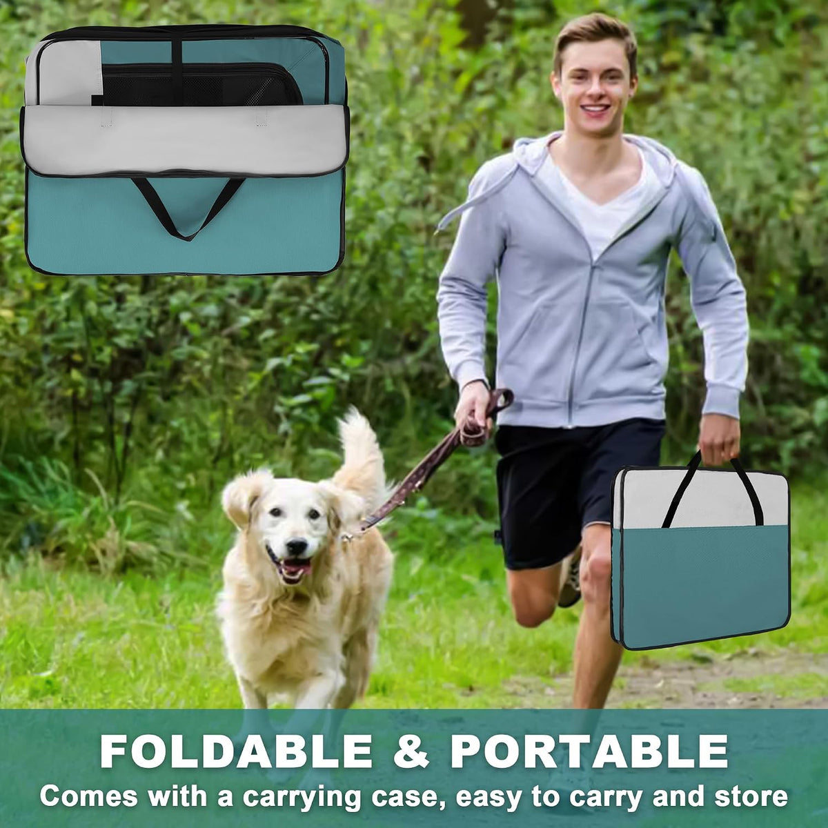 Akinerri Portable Dog Playpen - Medium / Blue - image 4