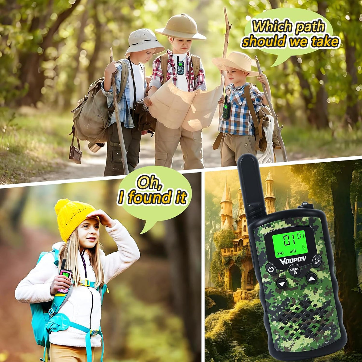VOOPON green camo walkie talkies for kids with LCD screens - view 16