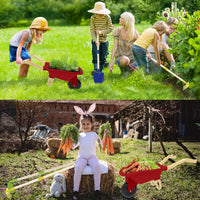 Qtioucp Kids Gardening Set with Wheelbarrow - Red Wheelbarrow Set - image 2