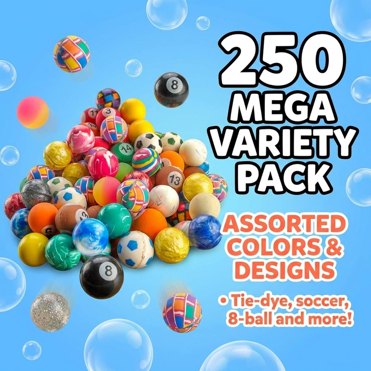 Bedwina 250-Pack 1-Inch Hi-Bounce Rubber Bouncy Balls - image 2