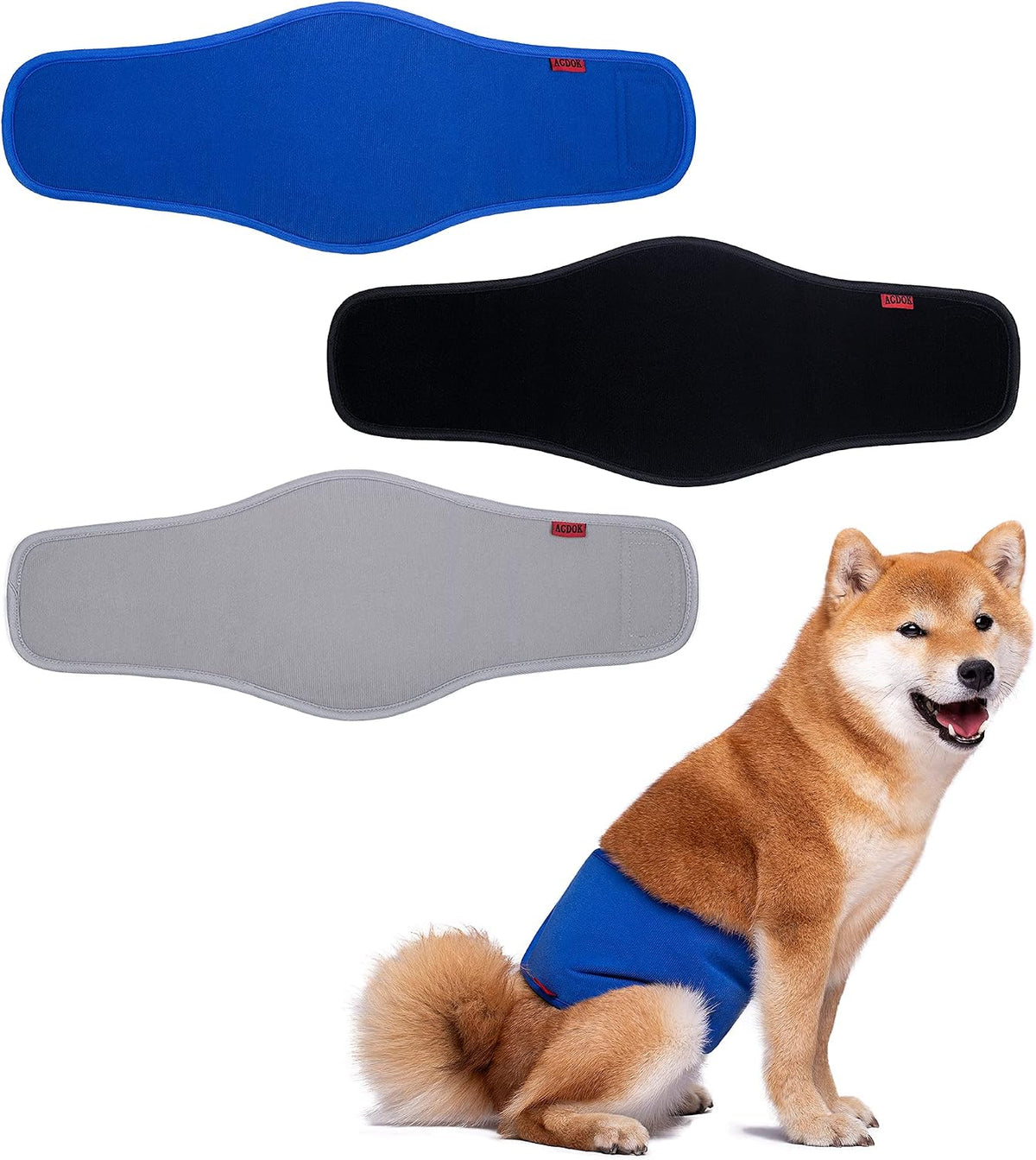 Dog Diapers Male, ACDOK Reusable Belly Bands for Male Dogs Wraps Upgrade Durable Delly Diapers - X-Large (Pack of 3)