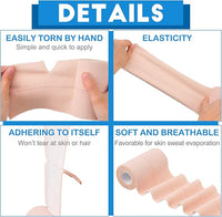 Nuanchu 16 Rolls Elastic Adhesive Bandage Tape Self Adherent Cohesive Flexible Stretch Elastic Athletic Tape for Sports Ankle Knee and Wrist, Vet Wrap for Horses Pets Cats Dogs(4 Inch x 5 Yard)