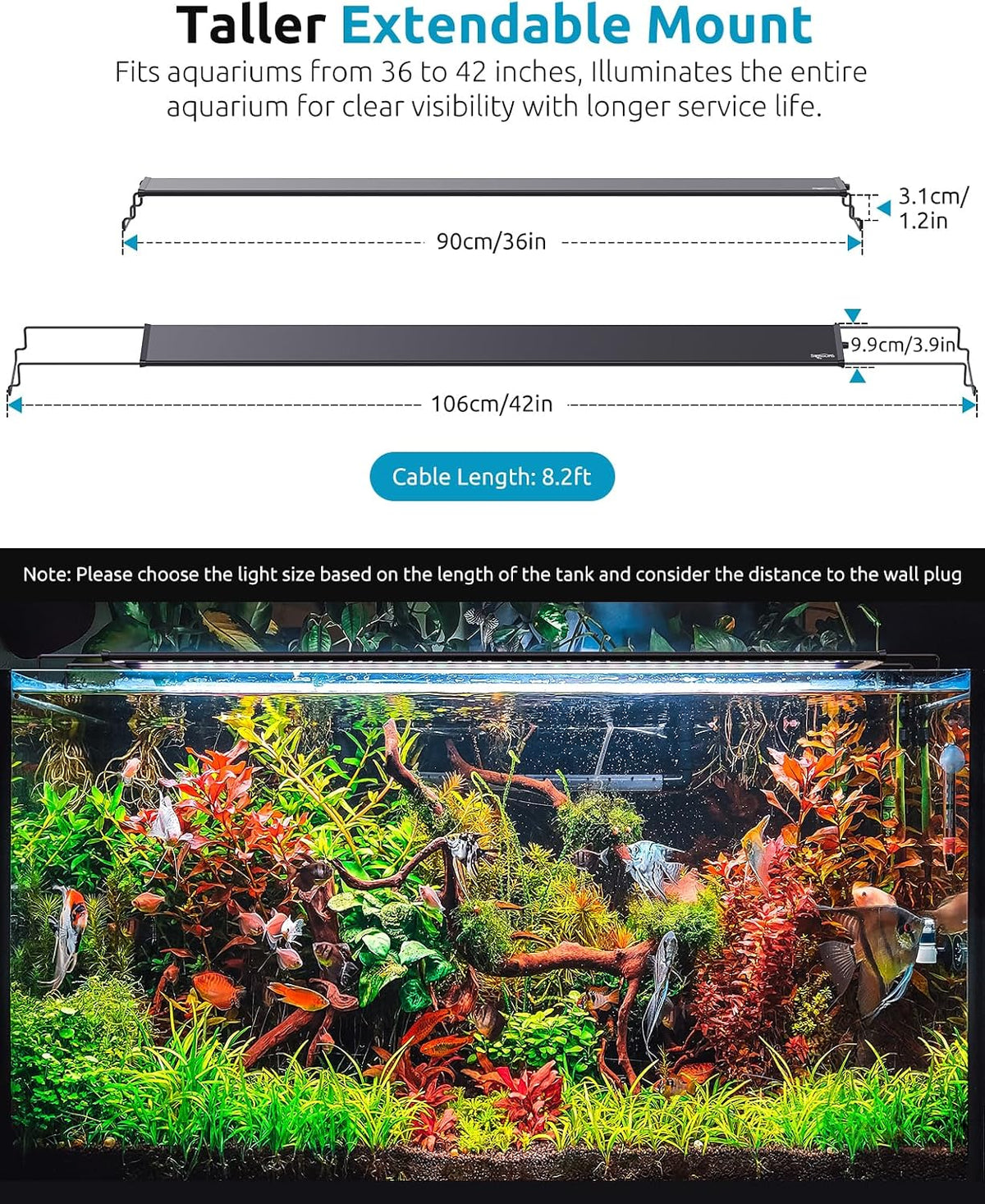 SEAOURA LED Aquarium Light with 24/7 Timer for 18-24in Fish Tank – Essentials for Fish - For 36-42in Tank - image 3