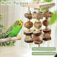 Macaw Toys Extra Large Parrot Toys Natural Wood Bird Chewing Toys - C: With Nut - image 4