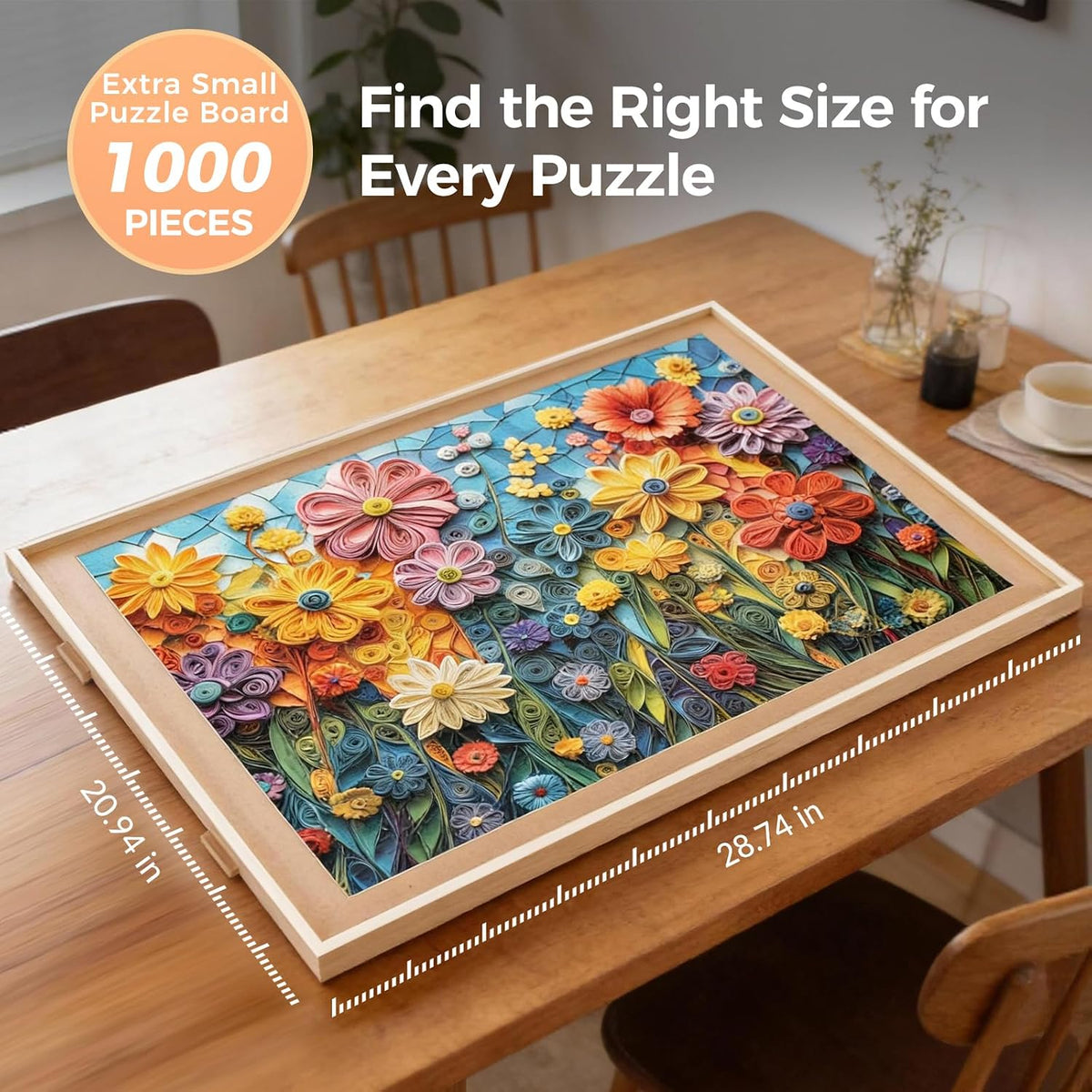 ALL4JIG 1500 Piece Rotating Puzzle Board with 4 Drawer - Natural Wood-4 Drawers / Extra Small-1000pcs - image 2