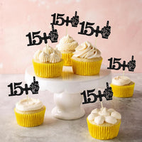 Ephlyn 1Pc 49+1 Black Glitter Cake Topper 50th Birthday Party Cake - 16th-24Pcs / Black - image 4