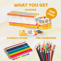 JOYIN 432 count bulk colored pencils in 36 packs of 12 colors - view 2