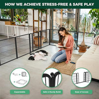 FXW Homeplus Unleashed Indoor Dog Playpen - Stress-Free and Safe Play, Heavy Duty 32 Inch 8 Wire Panels Dog Pen for Small and Medium Dogs, Black│Patented