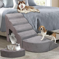 Foam Dog Stairs & Steps Ramps for High Beds 30 inches Tall for Small Dogs and Cats, LitaiL 6 Step Pet Stairs Steps for High Beds 30 inch Large Dogs, Non-Slip Dog Ramps for Older Cat