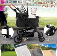 Bicystar Dog Stroller with Detachable Carrier, Rubber Wheels - Black - image 3