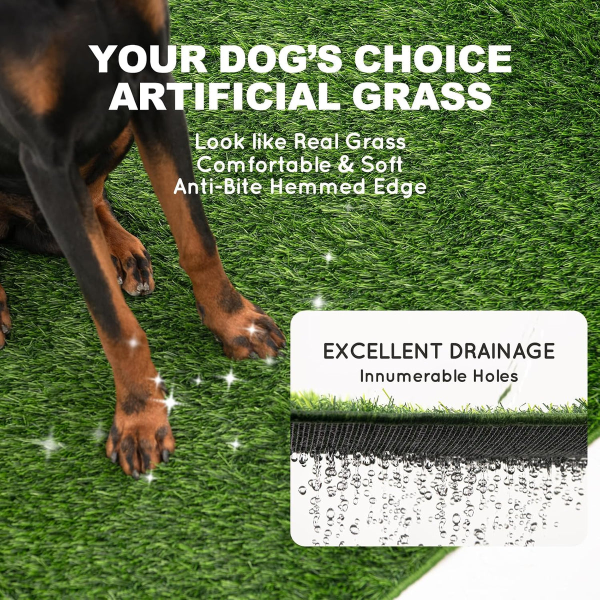 HQ4US Dog Grass Pad with Tray Odor Control Grass Pee Pad for Dog - S(No Grate) - 23" x 16" for Dog＜19'' Length - image 3