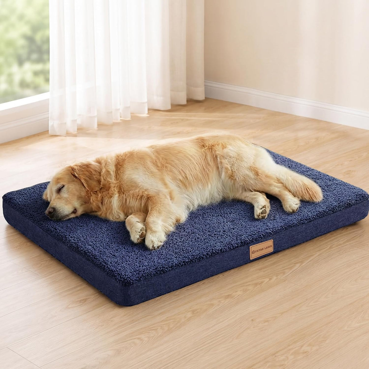Patas Lague Orthopedic Large Dog Bed Washable Pet Sofa Mat 36''X24'' - 48"L x 30"W x 3.5"Th / Navy Blue