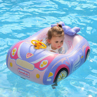 Toddler Float Inflatable Baby Swim Float with Canopy and Seat Pool - Purple Car with Steering Wheel - image 4