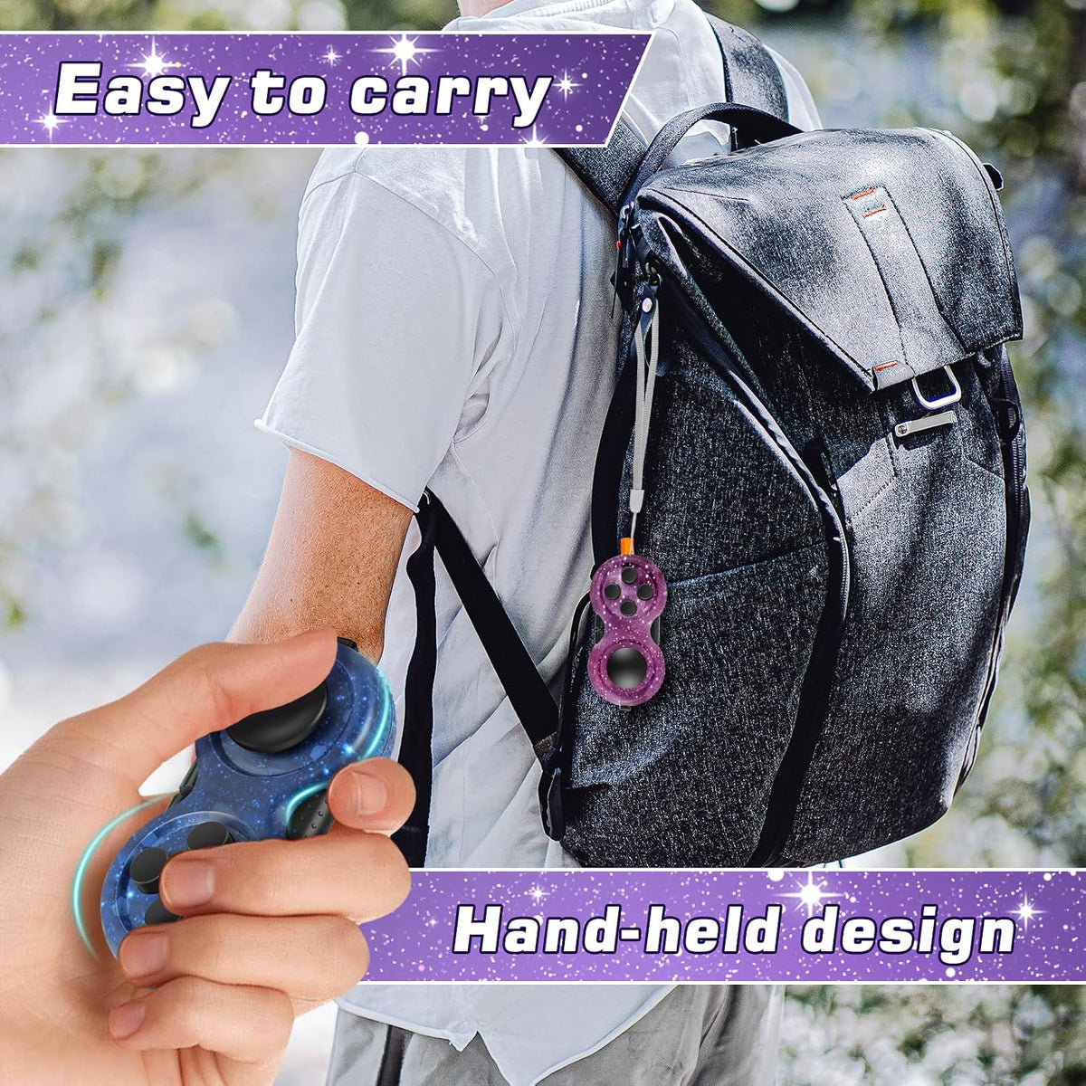 Original Fidget Toy Game, Rubberized Classical Controller – Fun for Kids & Family - 2 / Starry Purple/Starry Blue Style - image 4