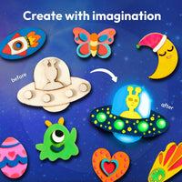 JOYIN 12 Wooden Magnet Painting Kit - Glow in Space - image 4